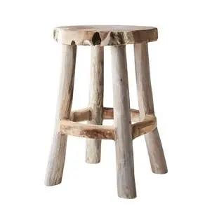 Taburete Bajo PALLE Ø38 cm, Teca Natural - Affari