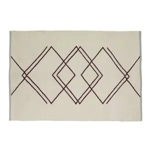 Alfombra TINNA 180x120 cm, Poliéster Blanco / Burdeos - Hübsch