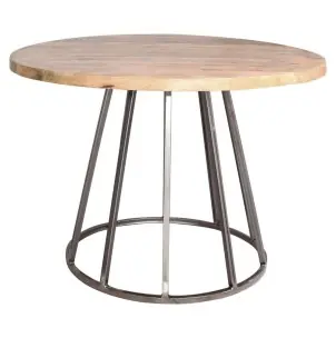 Mesa TÍVOLI BARNIZ Ø130 cm de Comedor, Madera Natural / Metal - Vackart