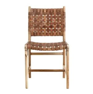 Silla de Comedor AYA, Madera / Cuero Natural - Nordal
