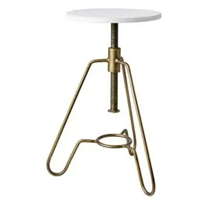 Taburete MILAN 45/67 cm Alto, Mármol Blanco / Latón - Affari