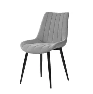 Silla MIDDEL, Metal Negro / Textil Gris Claro - Vackart