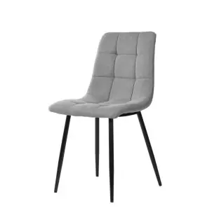 Silla SENNEP, Metal Negro / Textil Gris Claro - Vackart