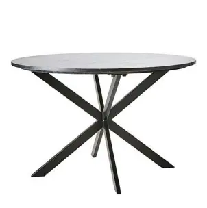 Mesa MILAN Ø120 cm de Comedor, Hierro / Mármol Negro - Affari