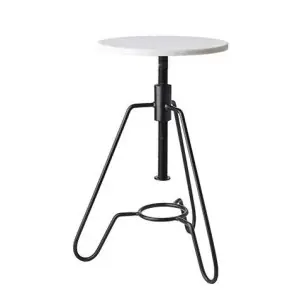 Taburete MILAN 45/67 cm Alto, Mármol Blanco / Metal Negro - Affari