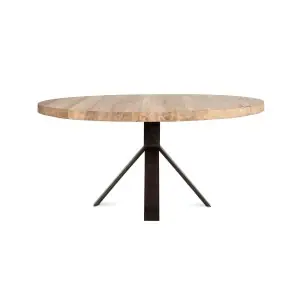 Mesa JATI Ø180 de Comedor, Teca Reciclada / Hierro - Dareels