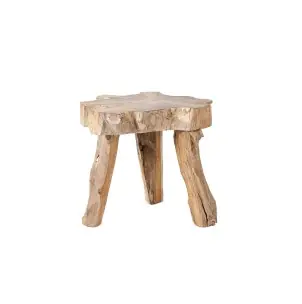 Mesa Auxiliar ERUPTA Ø50 cm, Teca Reciclada - Dareels