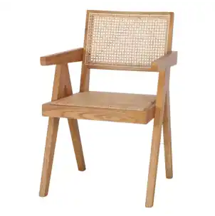 Silla con Brazos CHANDIGARH, Madera Natural / Ratán Natural - Vackart
