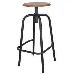 Taburete ANDERSON Alto 76 cm, Metal Negro / Madera Natural - Vackart