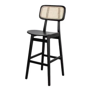 Taburete BRISBANE 77 cm, Madera Negra / Ratán Natural - Vackart