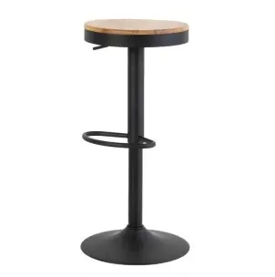 Taburete Alto NØJAG 80 cm, Metal Negro / Madera Natural - Vackart