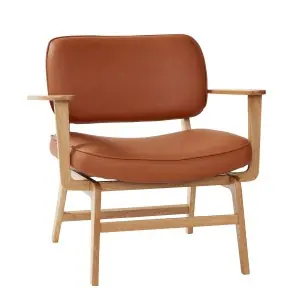Sillón HAZE, Roble Natural / Poliéster Marrón - Hübsch