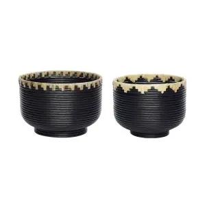 Set 2 Cestas BLACKIE, Ratán Negro / Natural - Hübsch