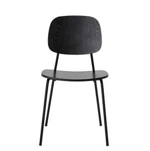 Silla de Comedor MONZA, Madera Chapada / Metal Negro - Bloomingville