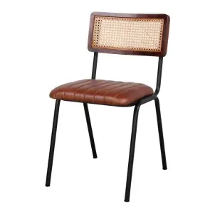Silla VANCOUVER, Metal / Piel Sintética / Ratán Natural - Vackart