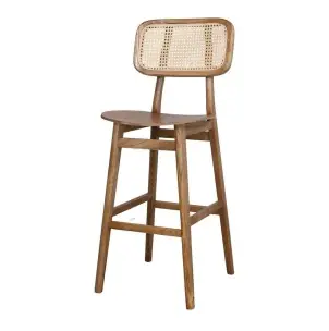 Taburete Alto BRISBANE NATURAL 77 cm, Madera / Ratán Natural - Vackart