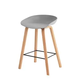 Taburete Alto MÅNEFRI 74 cm, Plástico Gris / Madera Natural - Vackart