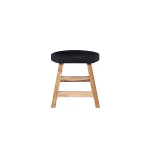 Taburete KING, Teca Reciclada Natural / Negro - Dareels