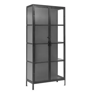 Vitrina PHOENIX 175 cm, Metal Negro / Cristal - Nordal