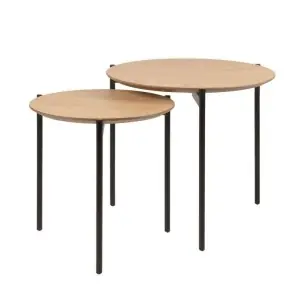 Set 2 Mesas SFÆR, Chapa Roble / Metal Negro - Vackart