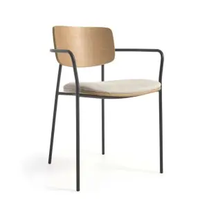 Silla Maureen chapa de roble natural/metal negro - Kave Home