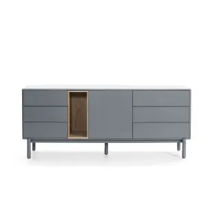 Aparador CORVO 180x40 cm, DM Gris Perla / Roble - Teulat