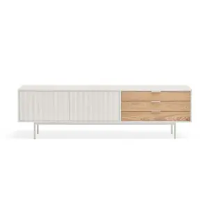 Mueble TV SIERRA 180 cm, DM Blanco / Roble - Teulat