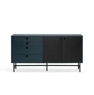 Aparador PUNTO 150x47 cm, Gris Antracita / Negro - Teulat