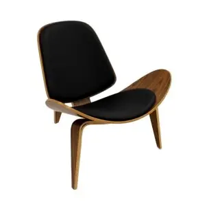 Silla Shell CH07 Style, cojín negro, palo rosa - Vackart