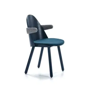 Silla con Brazos UMA, Madera / Textil Azul Marino - Teulat