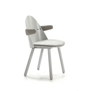 Silla con Brazos UMA, Madera / Textil Gris Claro - Teulat