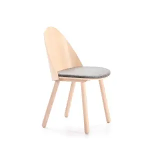 Silla UMA, Madera Natural / Textil Gris Claro - Teulat