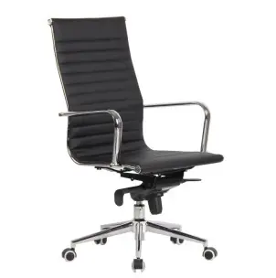 Silla de Oficina HIGH ENGLAND, Polipiel Negro - Vackart