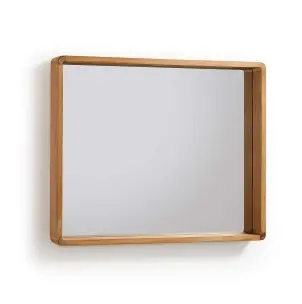 Espejo Kuveni de madera maciza de teca 80 x 65 cm - Vackart