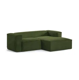 Sofá Blok 2 plazas chaise longue derecho pana gruesa verde 240 cm - Kave Home