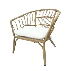 Sillón Exterior OGARO, Ratán Sintético / Textil Blanco - Vackart