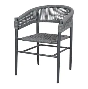 Silla con Brazos VIVIAN, Metal / Cuerda Sintética Gris - Vackart