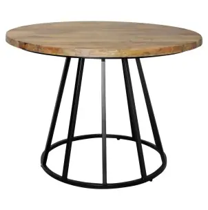 Mesa TÍVOLI Ø110 cm de Comedor, Madera Natural / Metal Negro - Vackart