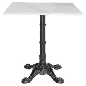Mesa KRONOS 70x70 cm, Mármol Blanco / Metal Negro - Vackart
