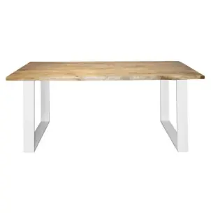 Mesa PAKIRA 180x80 cm, Mango Natural / Metal Blanco - Vackart