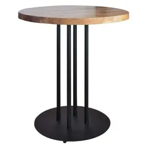 Mesa GINFIZZ Ø70x102 cm, Madera Natural / Metal Negro - Vackart