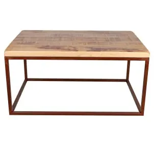 Mesa BALCONY 100x60x45 cm, Madera Natural / Metal Óxido - Vackart