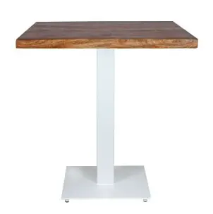 Mesa FERRO 70x70x72 cm, Madera Natural / Metal Blanco - Vackart