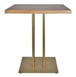 Mesa SIDECAR 70x70x102 cm, Madera Natural / Metal Oro - Vackart