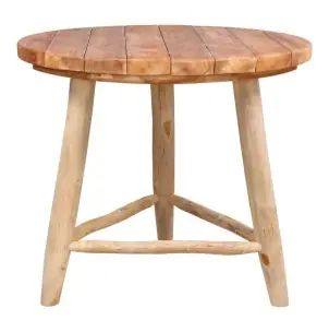 Mesa MILLERY Ø90 cm de Comedor, Madera Teca Natural - Vackart