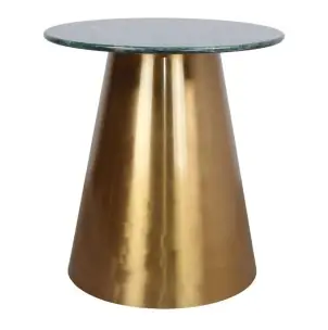 Mesa BETSY Ø70x75 cm, Mármol Verde / Metal Oro - Vackart