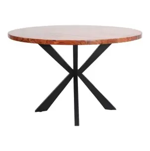 Mesa OKSANA Ø130 cm, Madera Natural / Metal Negro - Vackart