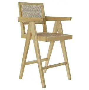 Taburete CHANDIGARH 64 cm, Olmo / Ratán Natural - Vackart