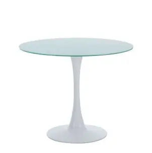 Mesa TULIP 90cm de Comedor Redonda/cristal blanco - Inspiración Eero Saarinen