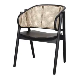 Silla con Brazos YUMAK, Madera Negra / Ratán Natural - Vackart